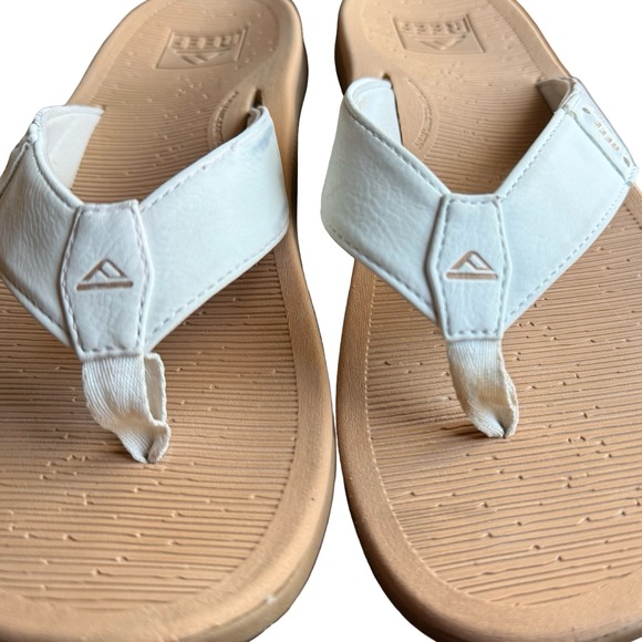 Reef Santa Ana Womens Flip Flop Sandals White Tan Palm Leaf Print Size 9 G-22 - Picture 7 of 8